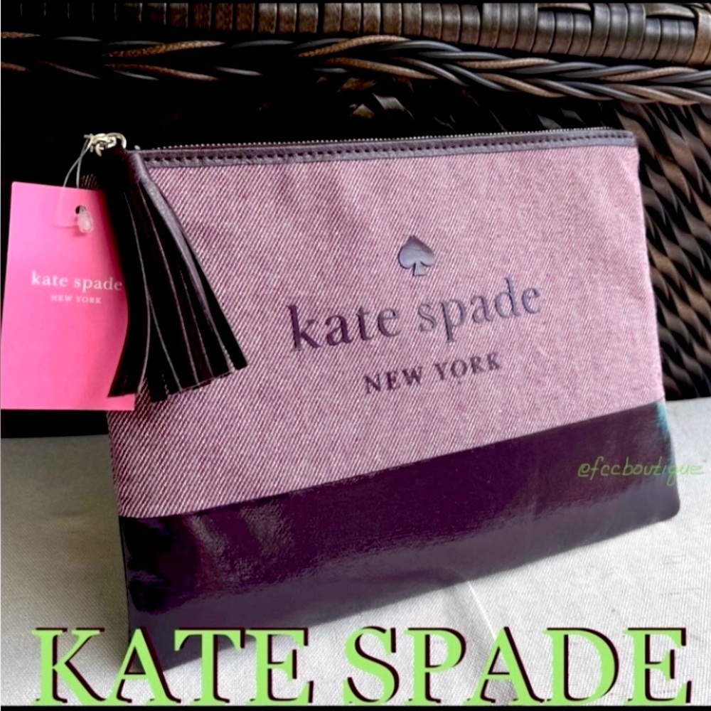 KATE SPADE large tassel pouch clutch plum purple